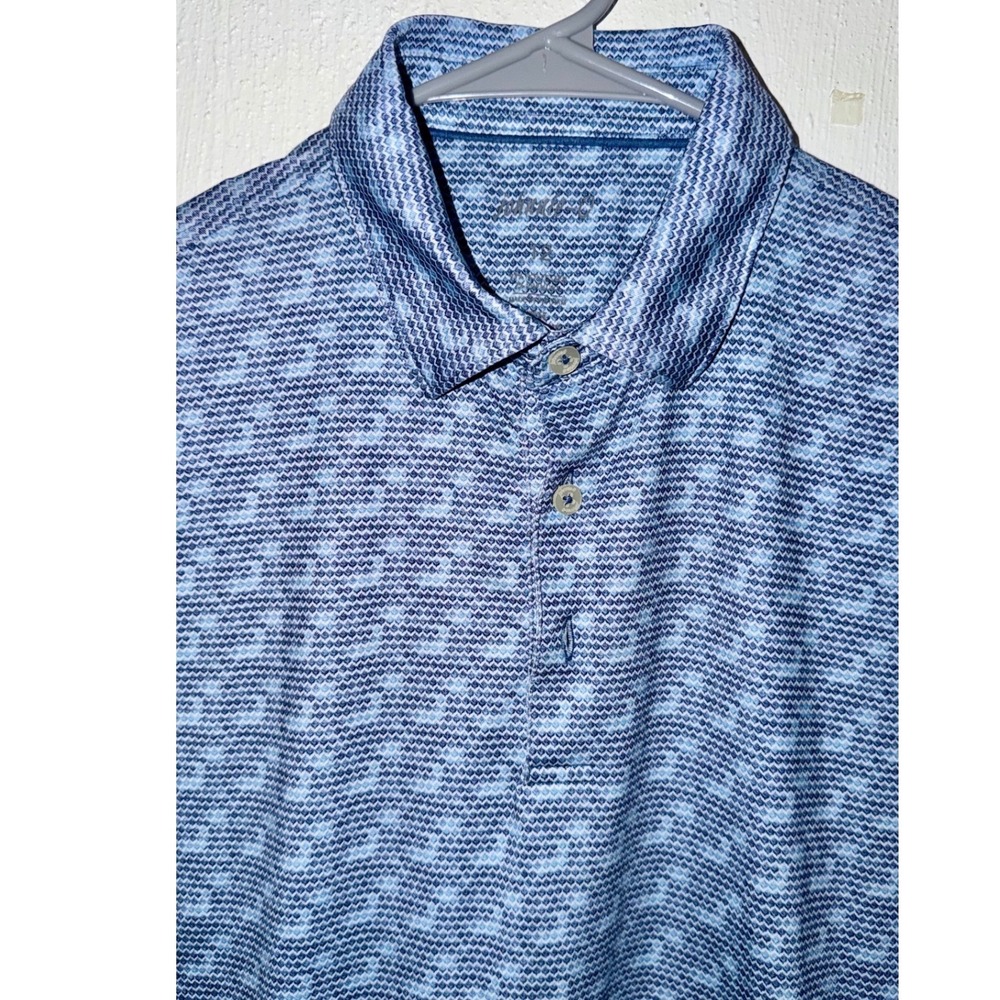 Johnnie-O Boys Blue Geometric Print Performance Golf Polo Shirt Size 12
